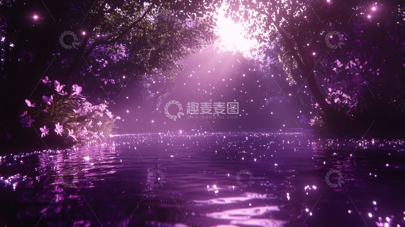 高清大图下载【趣麦麦图】-水中樱花雨