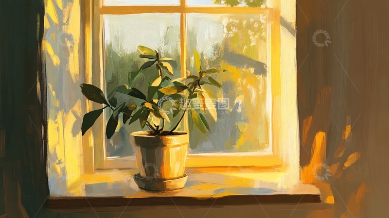 高清大图下载【趣麦麦图】窗台插画1
