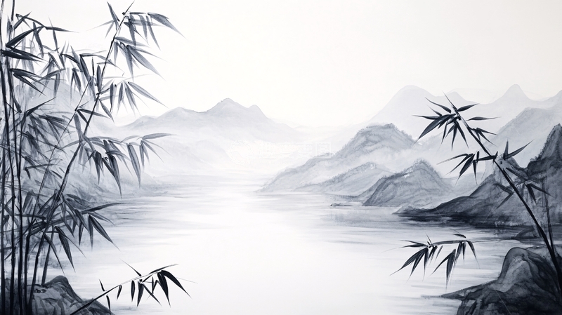 高清大图下载【趣麦麦图】意境竹林山水画13