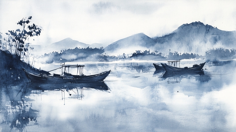 高清大图下载【趣麦麦图】孤舟插画8