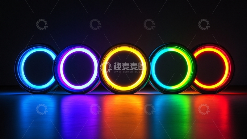 高清大图下载【趣麦麦图】梦幻彩虹霓虹灯灯带