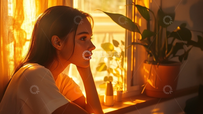 高清大图下载【趣麦麦图】午后沐浴阳光下的美女