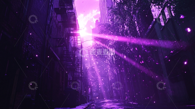 高清大图下载【趣麦麦图】紫色浪漫街道