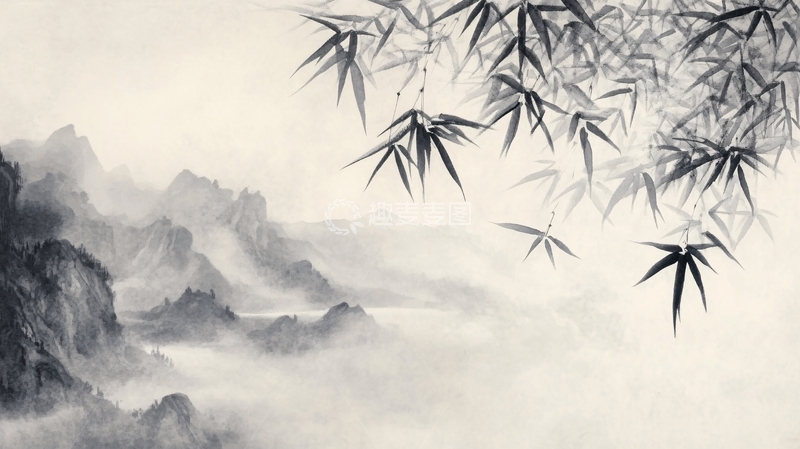 高清大图下载【趣麦麦图】竹林古典水墨画4