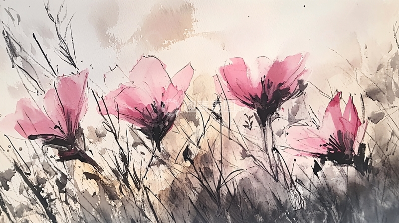 高清大图下载【趣麦麦图】水彩格桑花装饰画