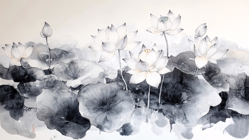 高清大图下载【趣麦麦图】巨幅水墨荷花4