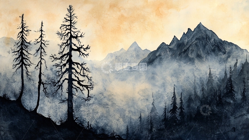 高清大图下载【趣麦麦图】山水彩绘