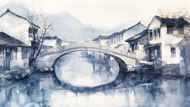 高清大图下载【趣麦麦图】乌镇水彩水墨山水3