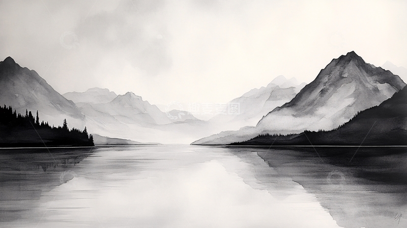 高清大图下载【趣麦麦图】山湖插画84