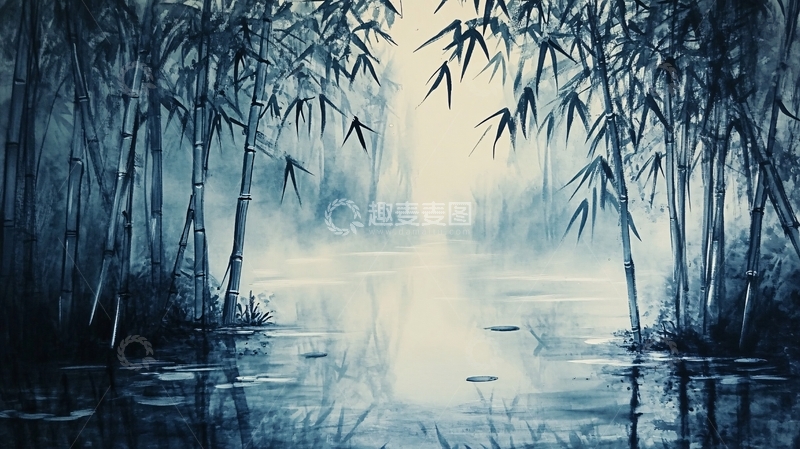 高清大图下载【趣麦麦图】竹林油画8
