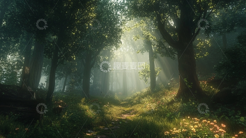 高清大图下载【趣麦麦图】晨雾中的森林