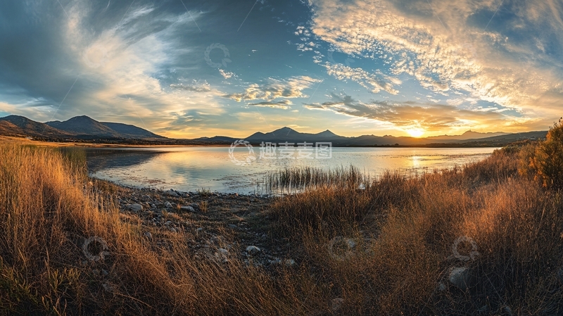 高清大图下载【趣麦麦图】池塘日出全景图7