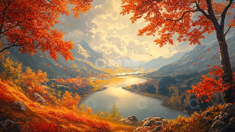 高清大图下载【趣麦麦图】秋天森林画秋天壁纸54