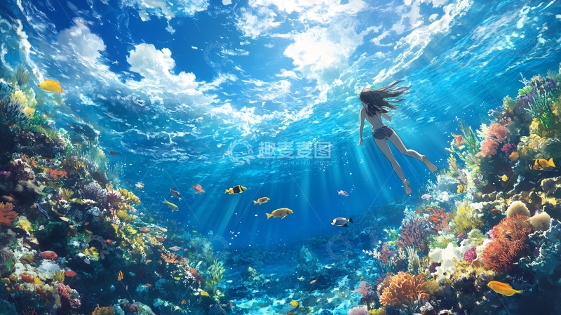 高清大图下载【趣麦麦图】海底世界唯美女孩1