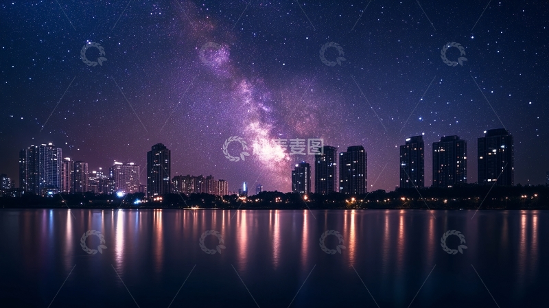 高清大图下载【趣麦麦图】星夜城市天际线