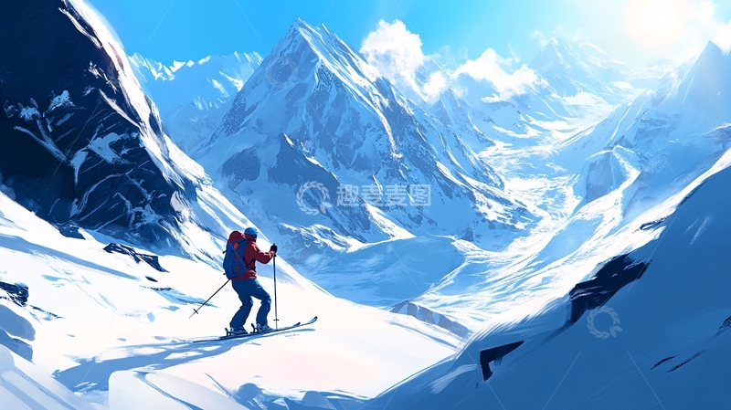 高清大图下载【趣麦麦图】登山插画2