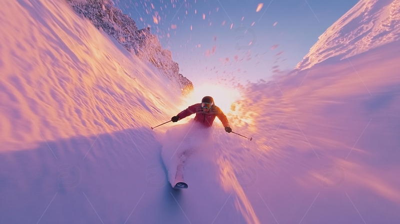 高清大图下载【趣麦麦图】雪景滑雪阳光下