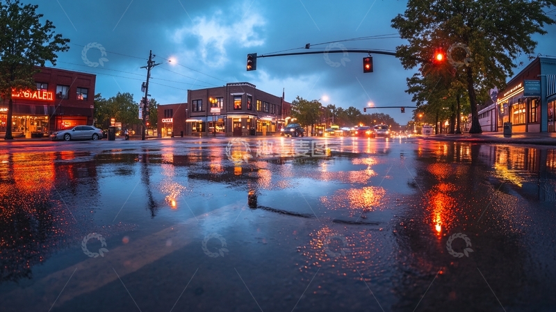 高清大图下载【趣麦麦图】雨后街景美丽街景5