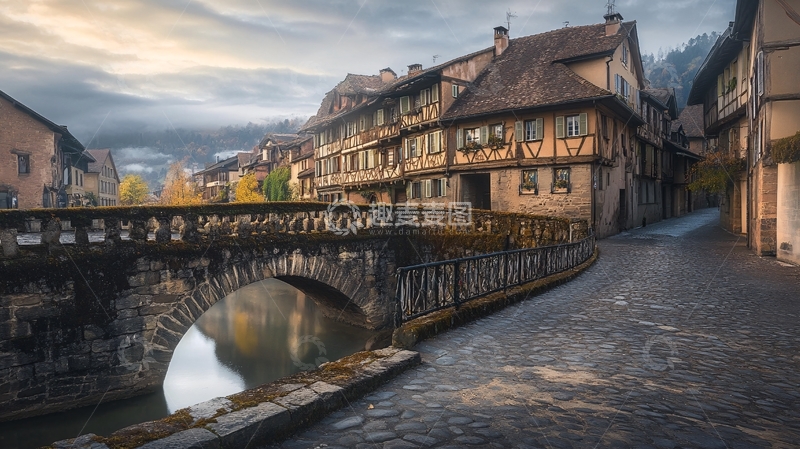 高清大图下载【趣麦麦图】夕阳下的欧洲小镇