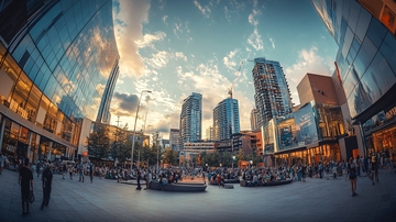 城市广场人群活动