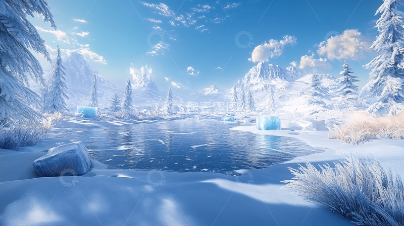 高清大图下载【趣麦麦图】雪原冰块远景