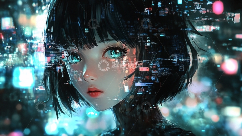 高清大图下载【趣麦麦图】数字美女插画4