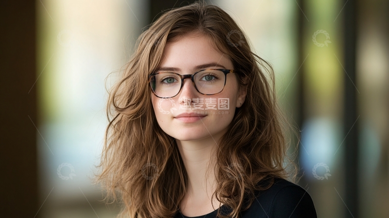 高清大图下载【趣麦麦图】戴眼镜的少女