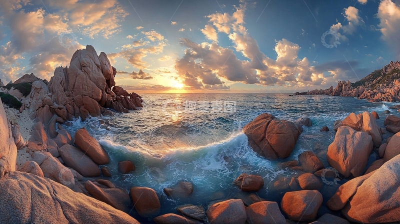 高清大图下载【趣麦麦图】大海与礁石高清全景图