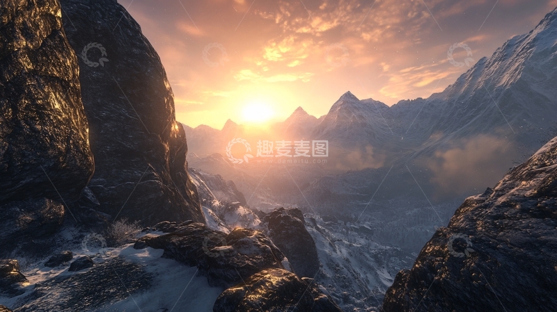 高清大图下载【趣麦麦图】壮美大山日出全景5