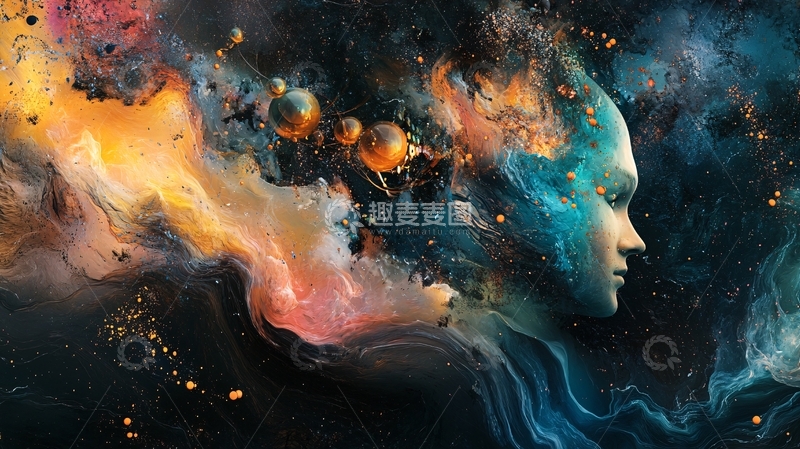 高清大图下载【趣麦麦图】宇宙女孩插画