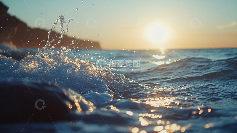高清大图下载【趣麦麦图】日出浪花背景2