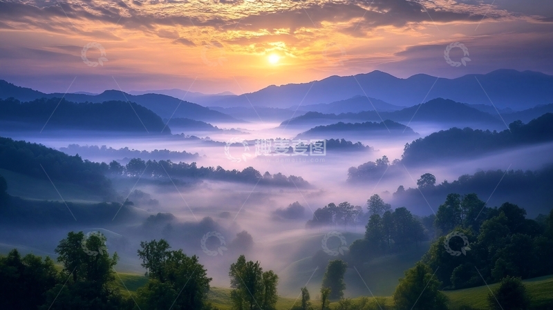 高清大图下载【趣麦麦图】清晨晨雾梦幻仙境1