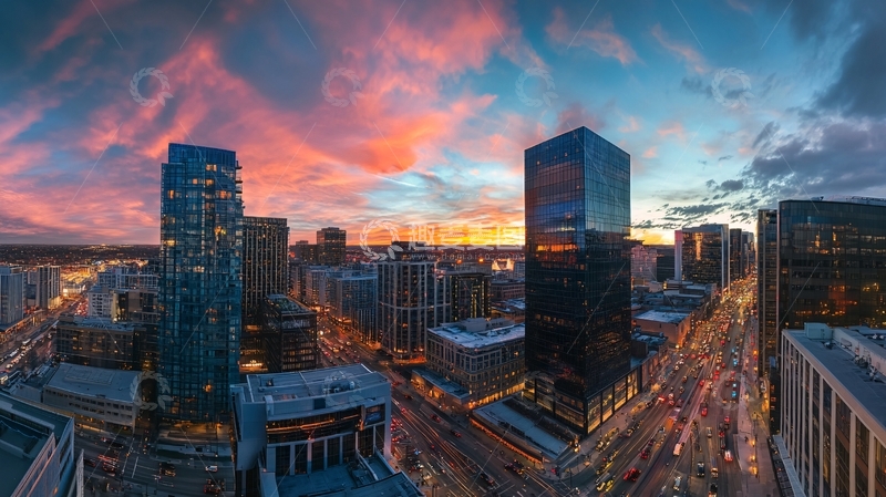 高清大图下载【趣麦麦图】都市暮色交通景