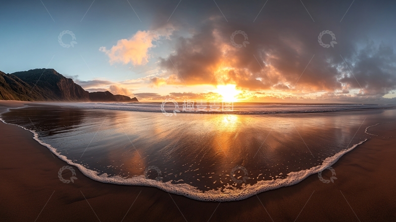 高清大图下载【趣麦麦图】海滩日出风景1