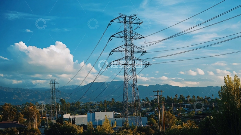 高清大图下载【趣麦麦图】远山电网