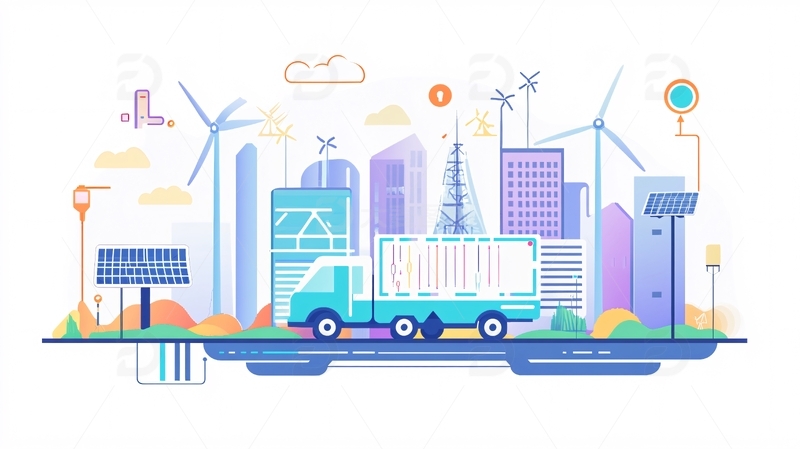 高清大图下载【趣麦麦图】新能源插画