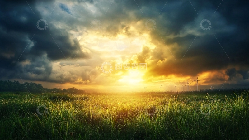 高清大图下载【趣麦麦图】傍晚草地阳光
