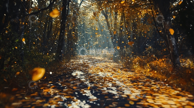 高清大图下载【趣麦麦图】落雪秋林小路