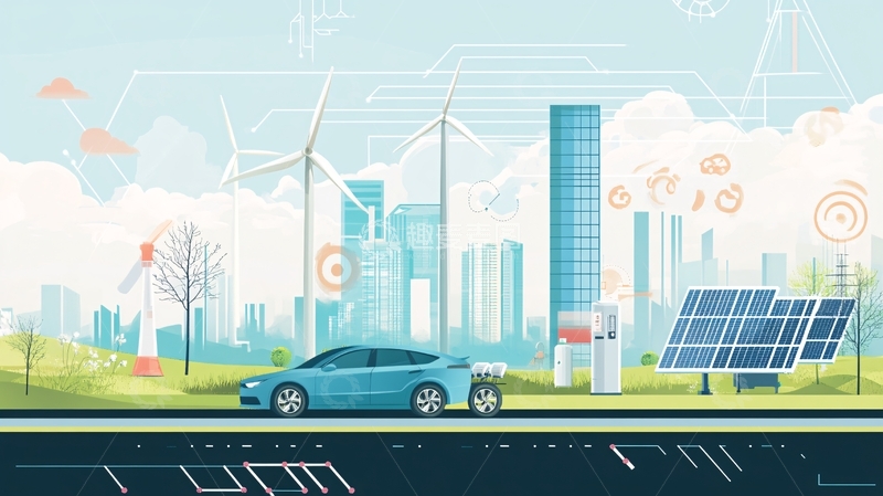 高清大图下载【趣麦麦图】新能源插画2