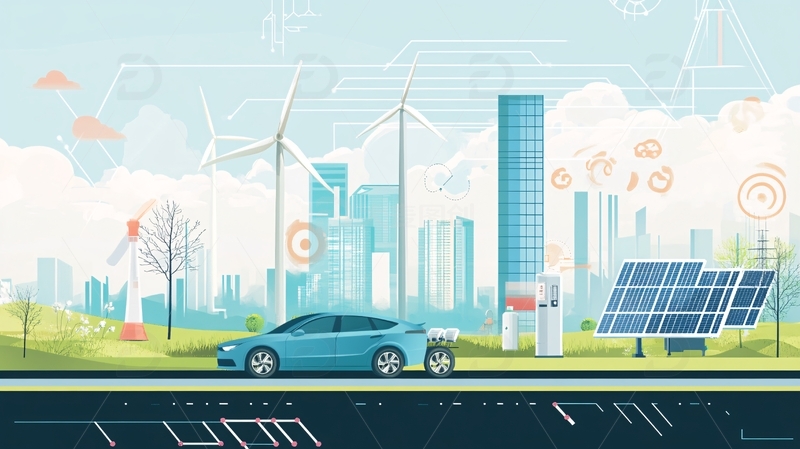 高清大图下载【趣麦麦图】新能源插画2