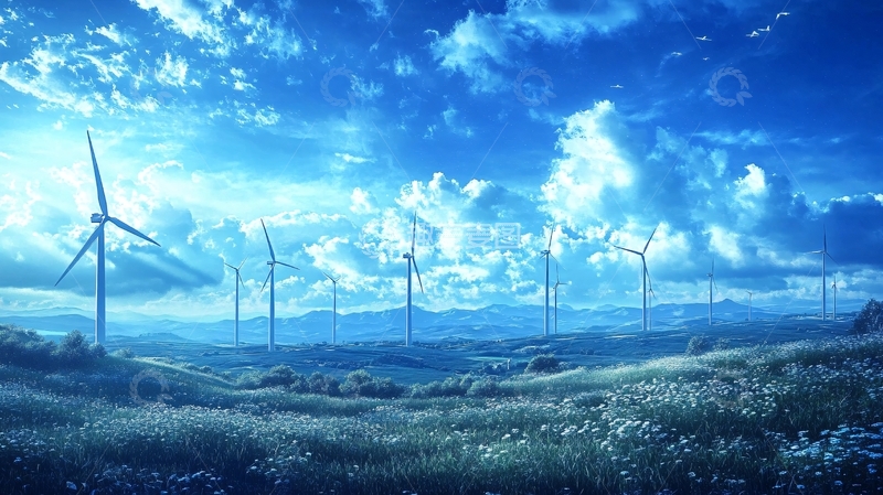 高清大图下载【趣麦麦图】风力发电场景