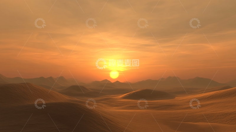 高清大图下载【趣麦麦图】大漠昏黄太阳2