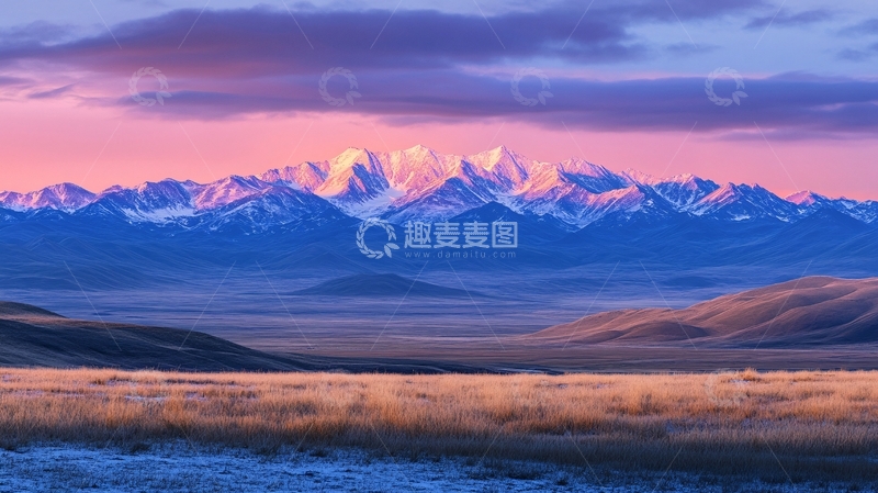 高清大图下载【趣麦麦图】雪山霞晖1