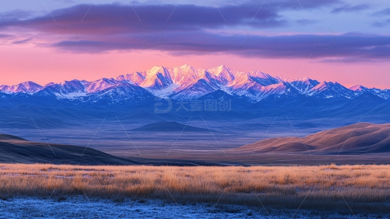 高清大图下载【趣麦麦图】雪山霞晖1
