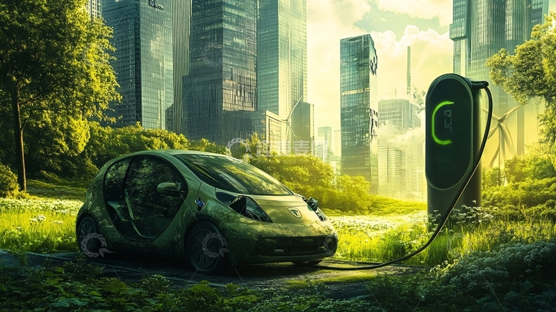 高清大图下载【趣麦麦图】新能源背景新能源汽车