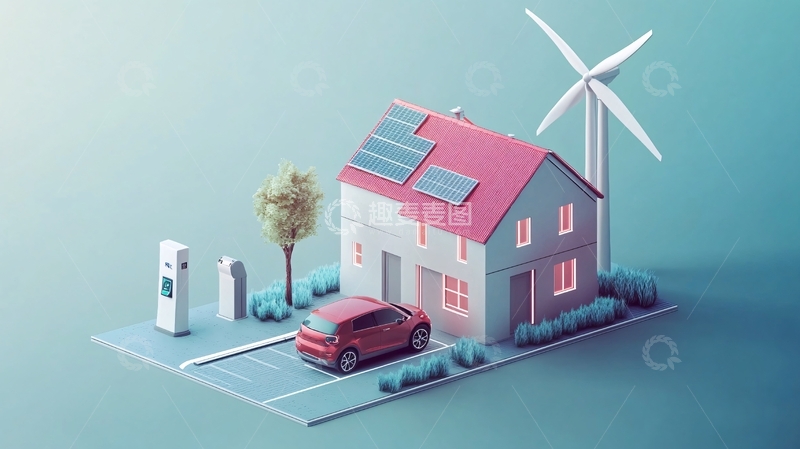 高清大图下载【趣麦麦图】电动车与城市1