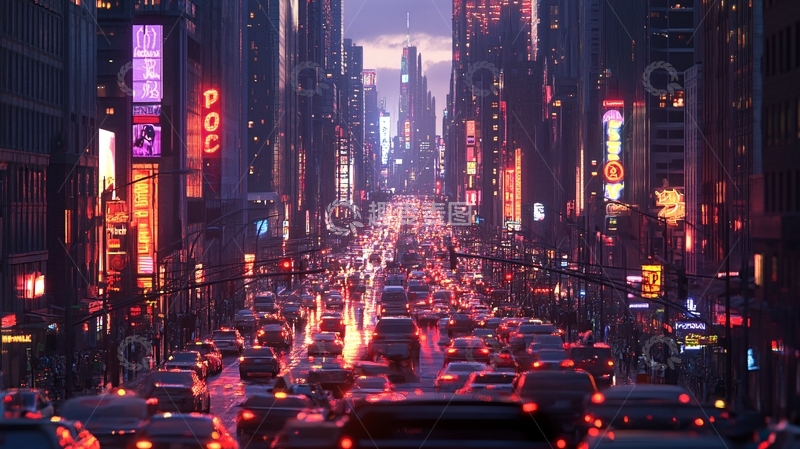 高清大图下载【趣麦麦图】混乱拥挤的城市