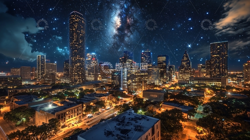 高清大图下载【趣麦麦图】城市夜空星光璀璨