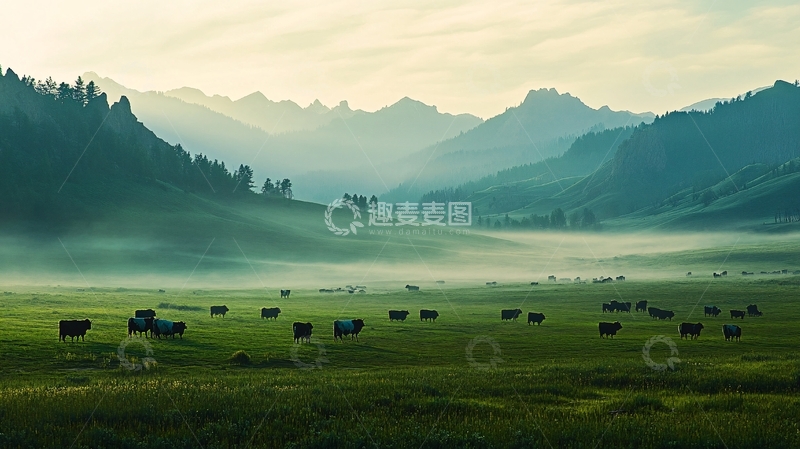 高清大图下载【趣麦麦图】牧场之晨