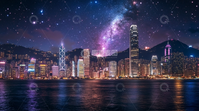 高清大图下载【趣麦麦图】维港夜景全景1